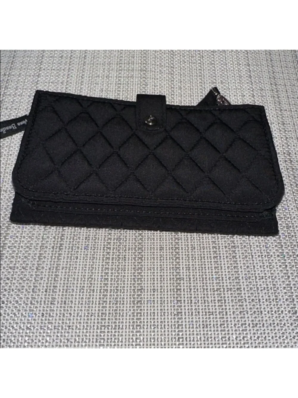 Vera Bradley Classic Black Microfiber RFID Smartphone Wristlet Wallet